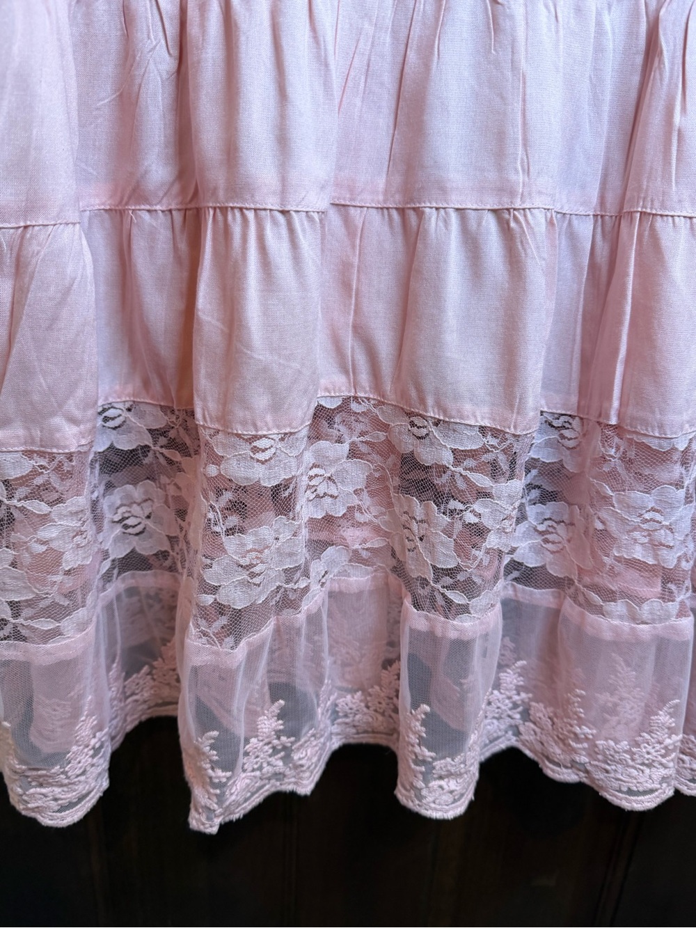 Roamans Plus Size 24W Pink Lace Tunic Blouse Boho Babydoll Tiered Peasant Dress - Picture 7 of 13